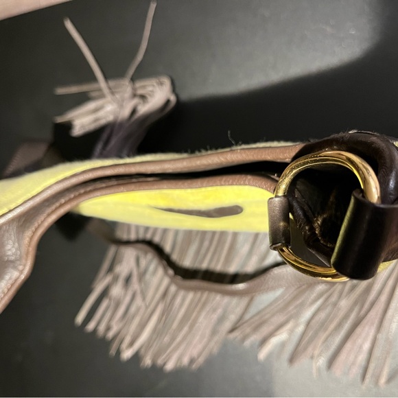 Vintage JUICY Couture Terry Lime Green Yellow Fringe Tassel Bag - Picture 6 of 14